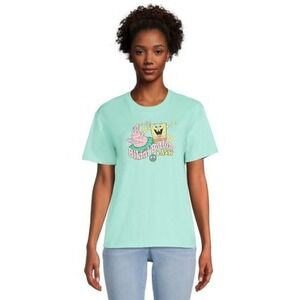 SpongeBob SquarePants Graphic Tee Women XXL Mint Green New Puff Ink Bash